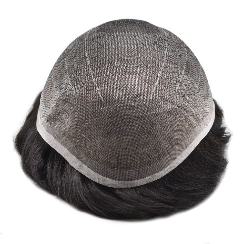Toupeeunion Durable Swiss Super Welded Lace Toupee For Men Remy Human Hair Breathable Hair System Bleached Knots Natural Hairline Mens Hair Piece