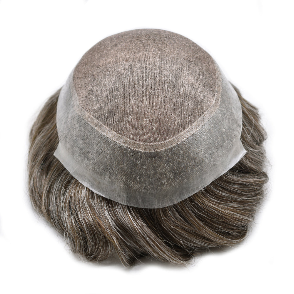 Toupeeunion Breathable Fine Monofilament Toupee Remy Human Hair PU Around Hair SystemNatural Hairline Durable Men's Toupee
