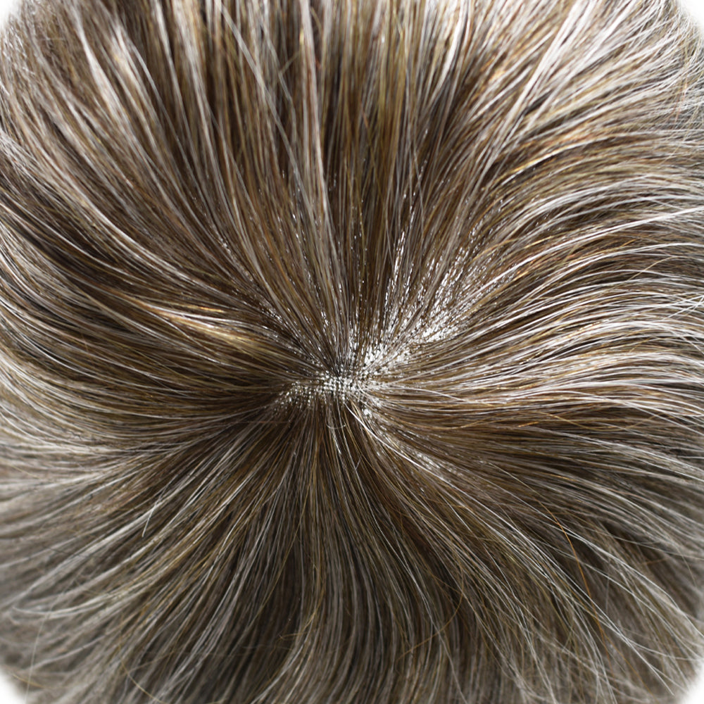 Toupeeunion Breathable Fine Monofilament Toupee Remy Human Hair PU Around Hair SystemNatural Hairline Durable Men's Toupee