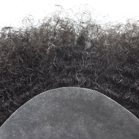 Toupeeunion Afro Toupee For Black Men Real Human Hair Poly Skin Men Wave Hair Unit Mens Hairpiece
