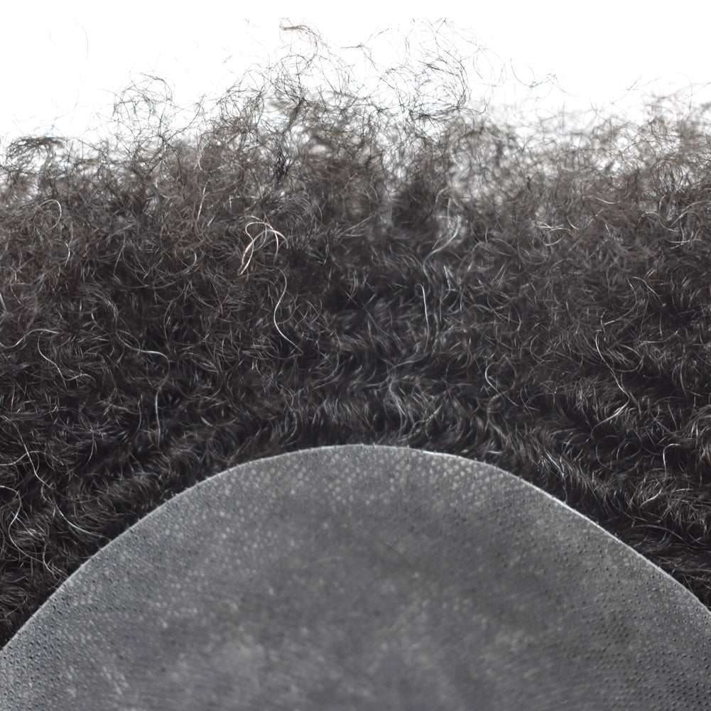 Toupeeunion Afro Toupee For Black Men Real Human Hair Poly Skin Men Wave Hair Unit Mens Hairpiece