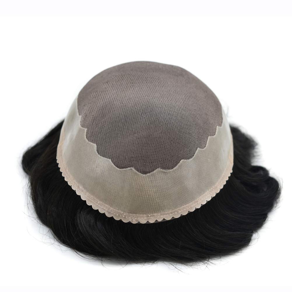 Toupeeunion Breathable Fine Monofilament Toupee Remy Human Hair Poly Coating Hair System Durable Men's Toupee