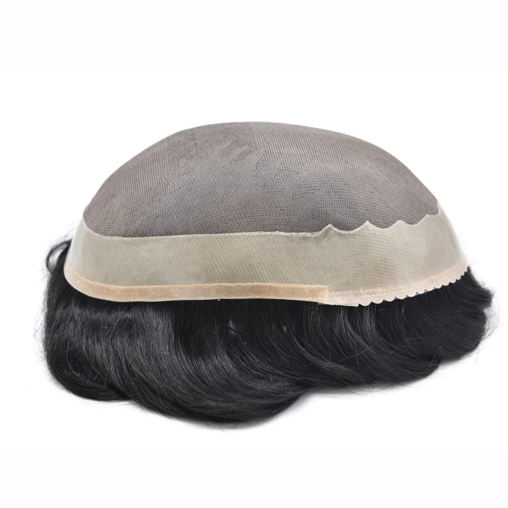 Toupeeunion Breathable Fine Monofilament Toupee Remy Human Hair Poly Coating Hair System Durable Men's Toupee
