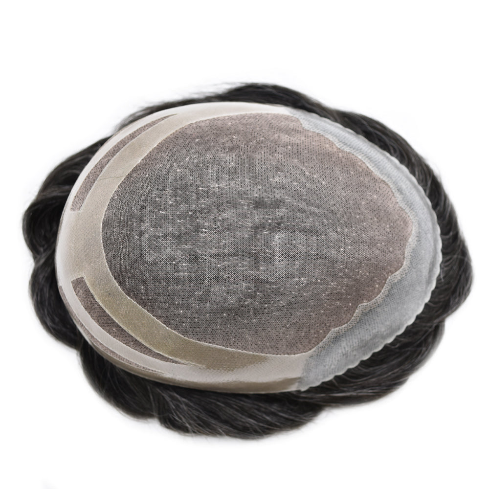 Toupeeunion Breathable Fine Monofilament Toupee PU Front Natural Hairline Hair Replacement System Men's Toupee Hair Piece For Men