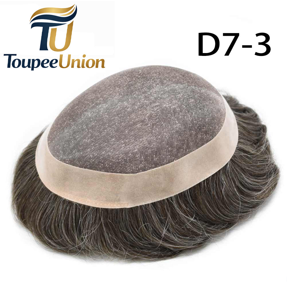 Toupeeunion Fine Monofilament Hair Replacement System PU Coating Men's Toupee Natural Hairline Men Hair Piece
