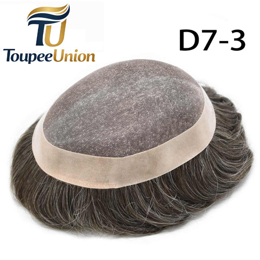 Toupeeunion Fine Monofilament Hair Replacement System PU Coating Men's Toupee Natural Hairline Men Hair Piece