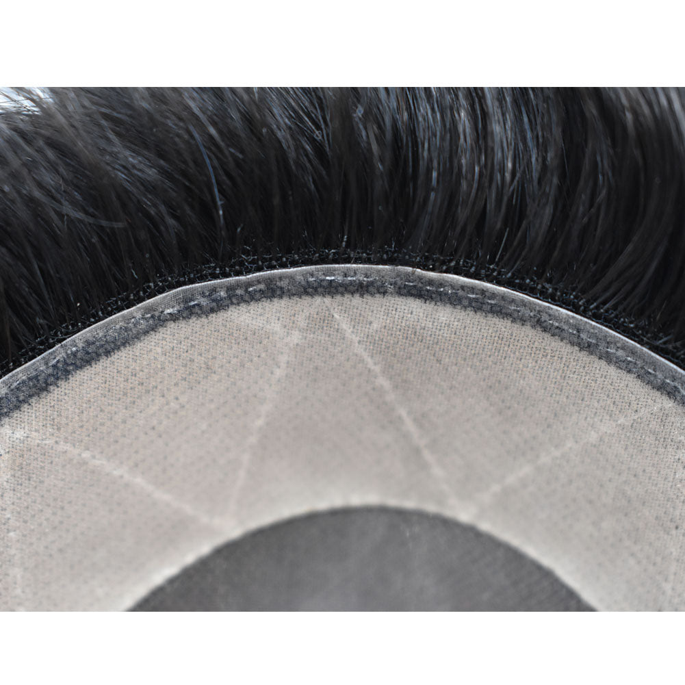 Toupeeunion Durable Fine Monofilament Toupee Poly Coating Hair Replacement System Breathable Men's Toupee