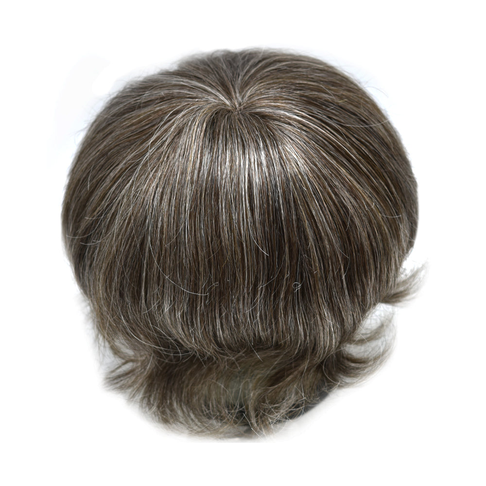 Toupeeunion Breathable Fine Monofilament Toupee Remy Human Hair PU Around Hair SystemNatural Hairline Durable Men's Toupee