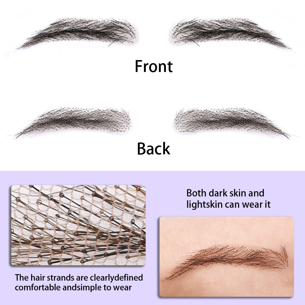 Toupeeunion Breathable Fake Eyebrows Human Hair Handmade Lace Eyebrows Natural Look False Eyebrow Hair Extensions For Men