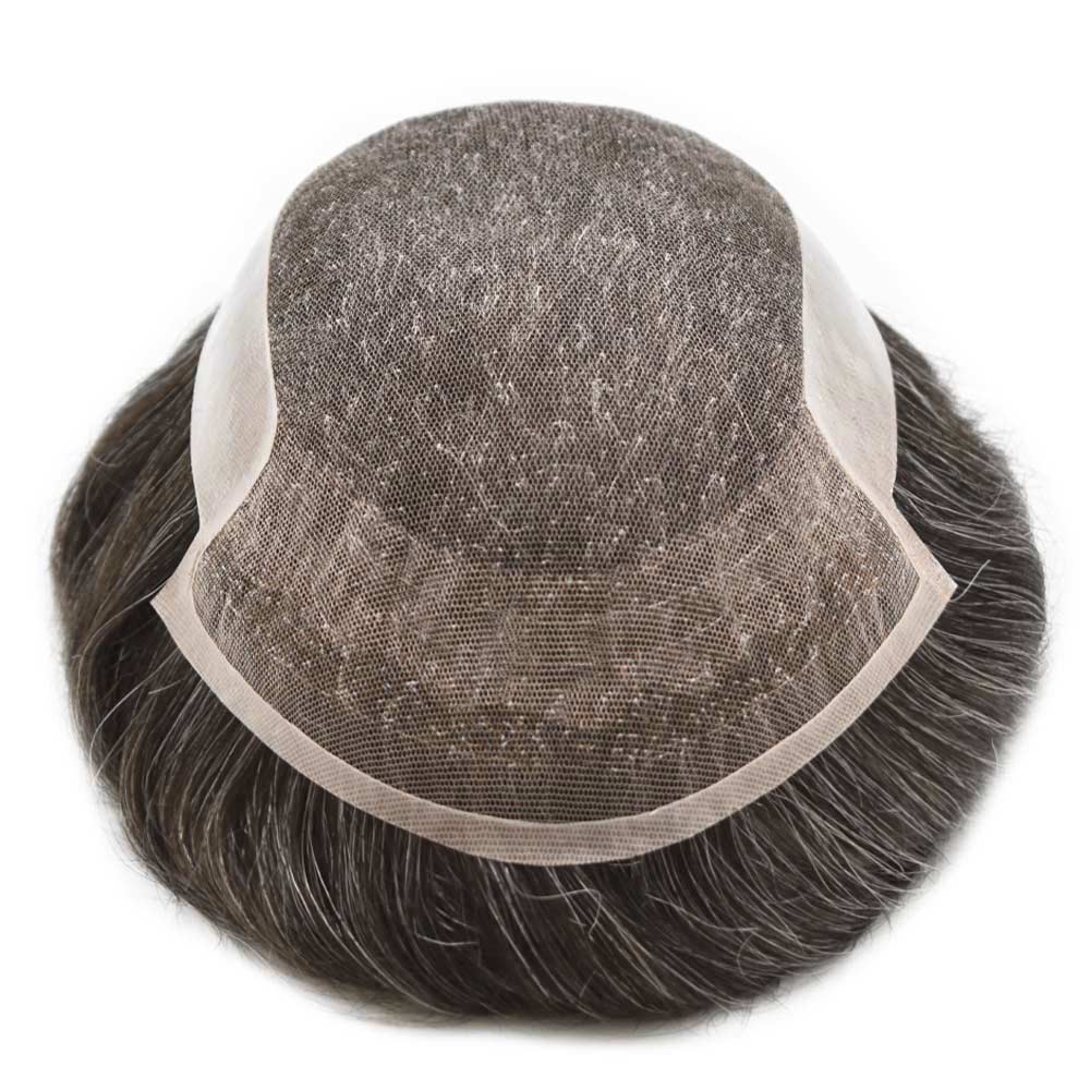 Toupeeunion French Lace Hair System Men's Toupee Remy Human Hair Bleached Knot Natural Hairline Men Hair Piece