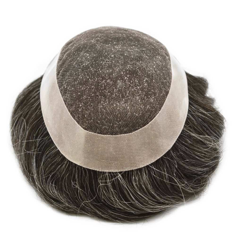 Toupeeunion French Lace Hair System Men's Toupee Remy Human Hair Bleached Knot Natural Hairline Men Hair Piece