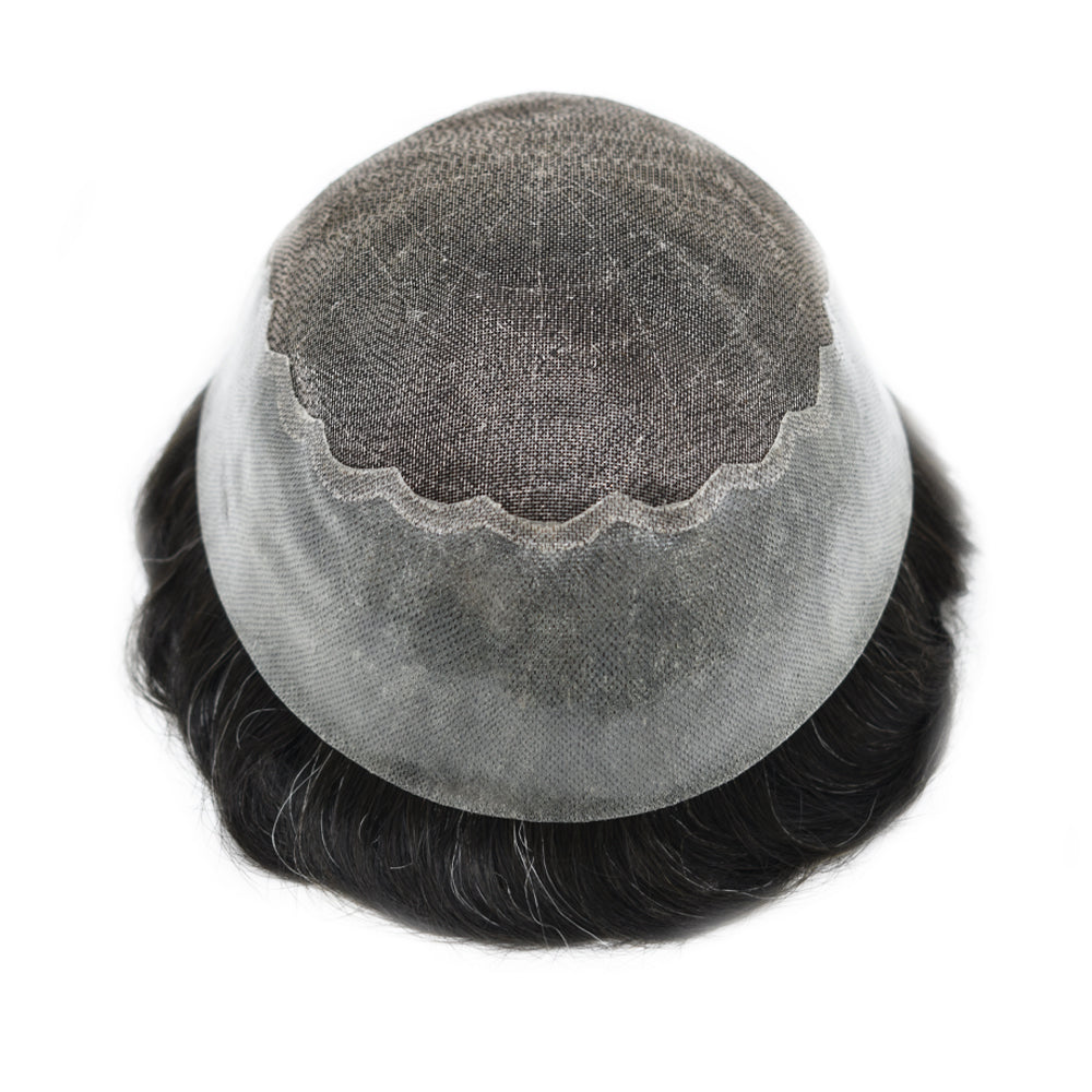 Toupeeunion Breathable Toupee For Thinning Hair Remy Human Hair System Swiss Super Welded Lace Toupee Bleached Knots Natural Hairline Mens Hairpiece