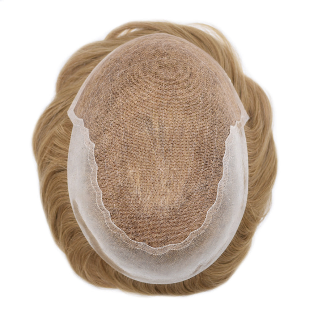 Toupeeunion French Lace Toupee Bleached Knots Natural Hairline Remy Human Hair Replacement System For Men Hairpiece