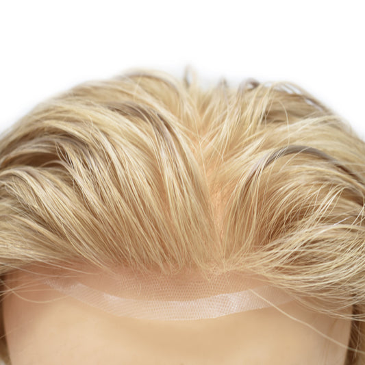 Toupeeunion French Lace Toupee Bleached Knots Natural Hairline Remy Human Hair Replacement System For Men Hairpiece