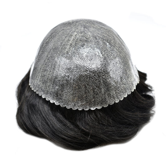 Toupeeunion Men's Toupee Remy Human Hair  Poly Injection Hair Replacement System Men Hair Piece