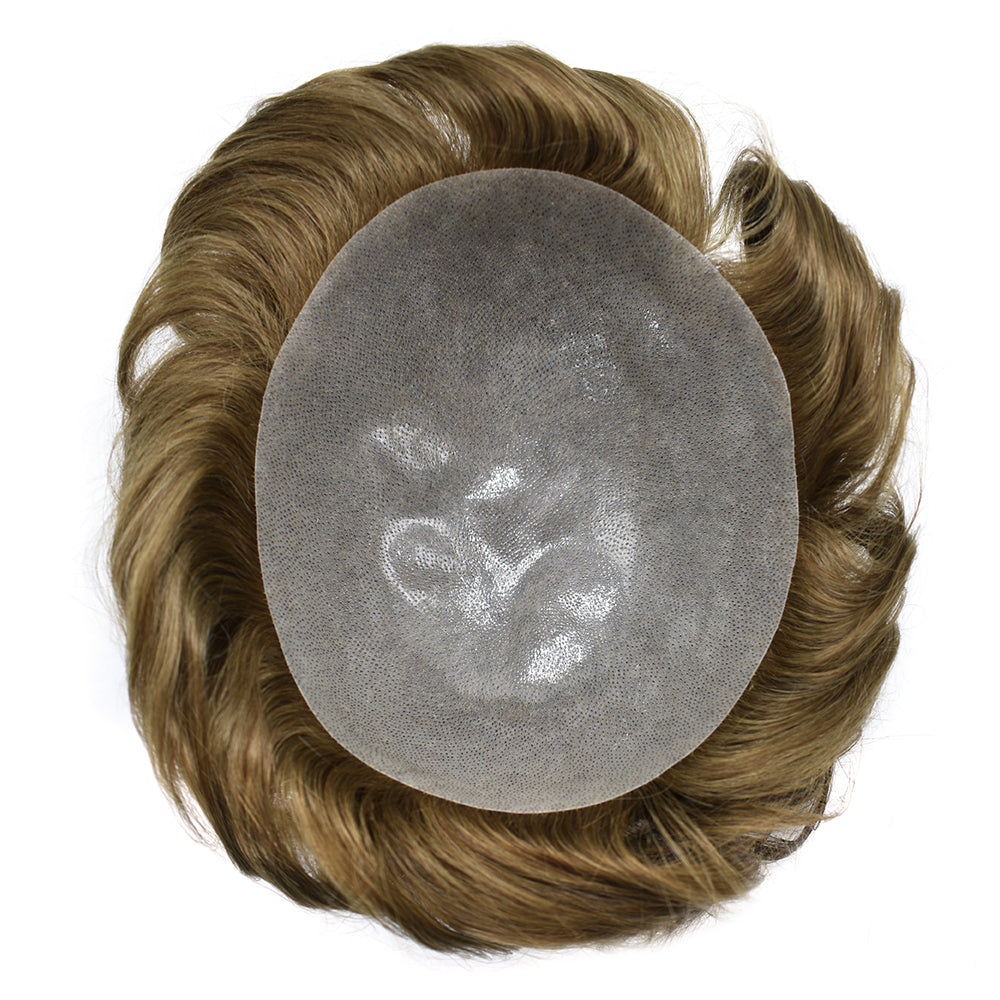 Toupeeunion 0.12mm Poly Toupee For Men Remy Human Hair Replacement System Hair Piece For Men Natural Hairline Mens Hairpiece