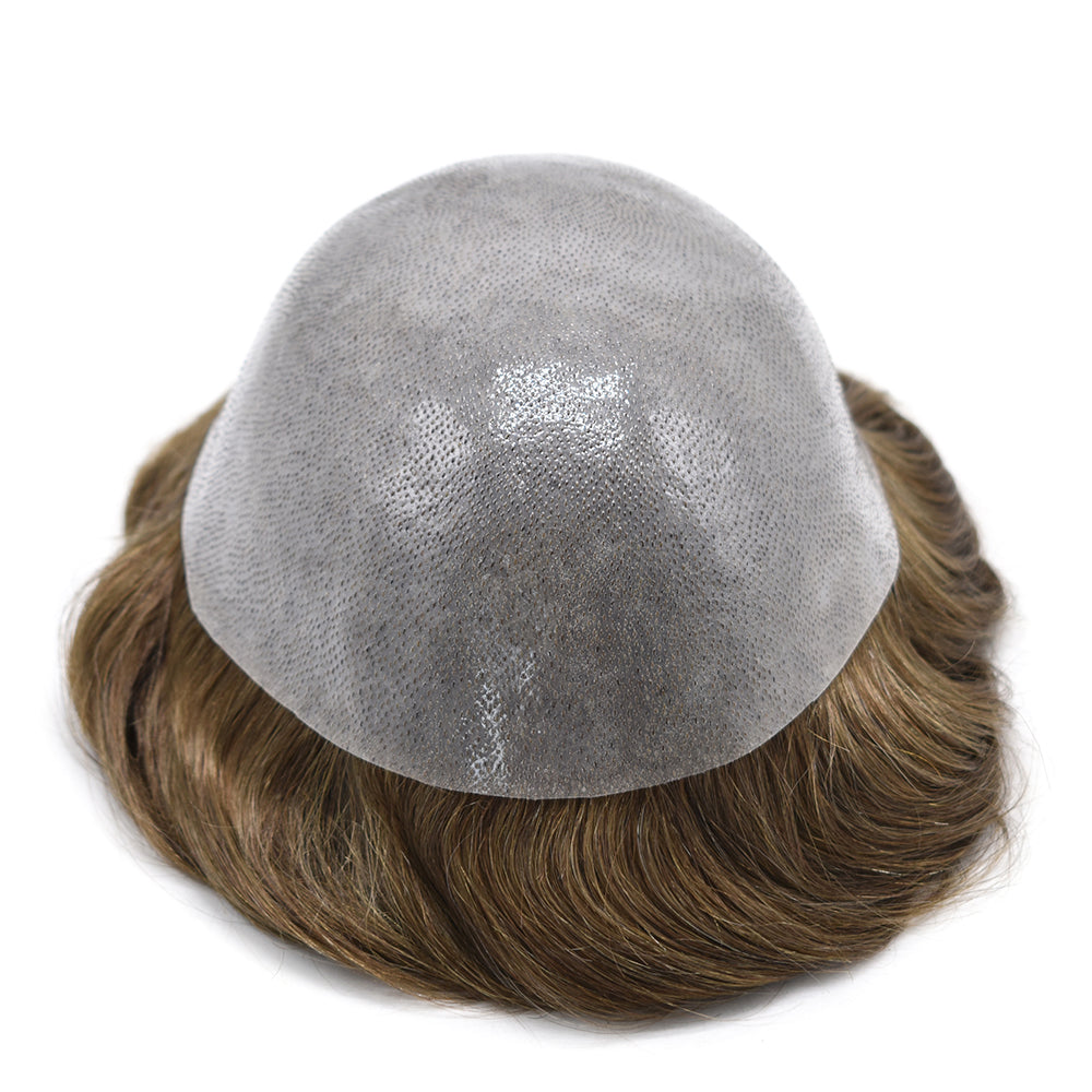 Toupeeunion 0.12mm Poly Toupee For Men Remy Human Hair Replacement System Hair Piece For Men Natural Hairline Mens Hairpiece
