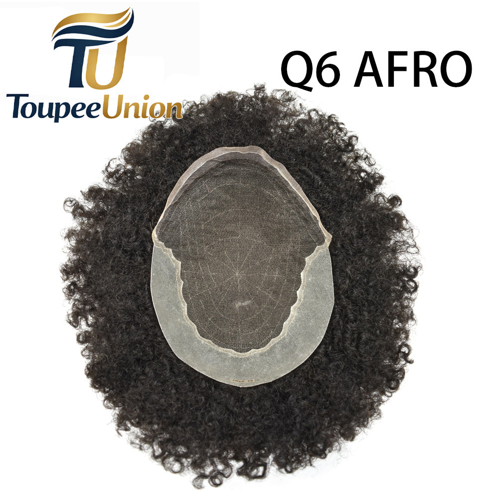 Toupeeunion Afro Hair Unit For Black Men Human Hair Afro Lace Toupee Breathable Mens Hair SYstem Natural Hairline