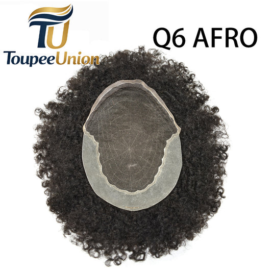 Toupeeunion Afro Hair Unit For Black Men Human Hair Afro Lace Toupee Breathable Mens Hair SYstem Natural Hairline