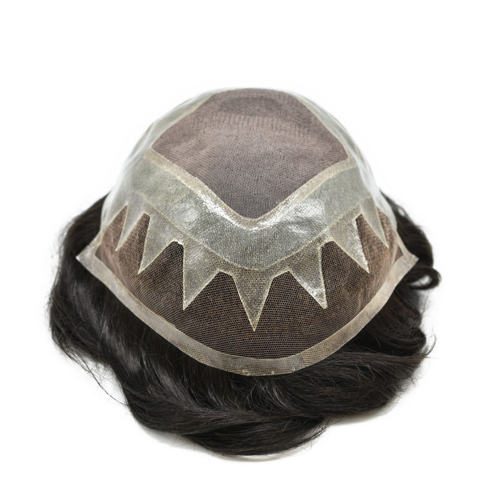 Toupeeunion Durable Fine Monofilament Toupee Remy Human Hair System Bleached Knot Natural Hairline Hair Piece Breathable Men's Toupee