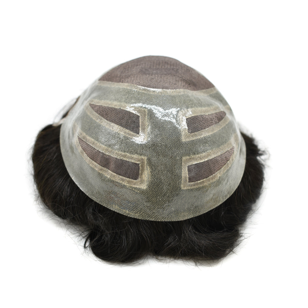 Toupeeunion Durable Fine Monofilament Toupee Remy Human Hair System Bleached Knot Natural Hairline Hair Piece Breathable Men's Toupee