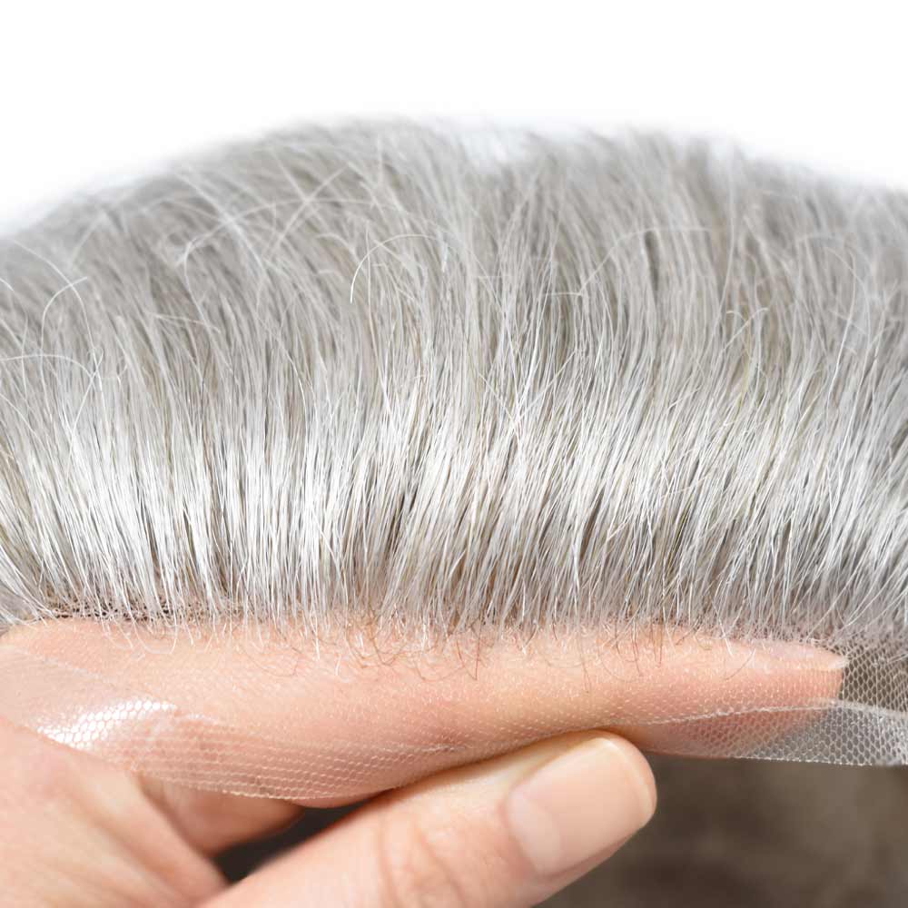 Toupeeunion Non-surgical Hair Replacement System For Men Breathable French Lace Toupee Bleached Knot Mens Hairpiece For Hair Loss
