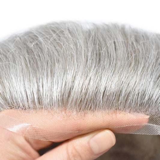 Toupeeunion Non-surgical Hair Replacement System For Men Breathable French Lace Toupee Bleached Knot Mens Hairpiece For Hair Loss