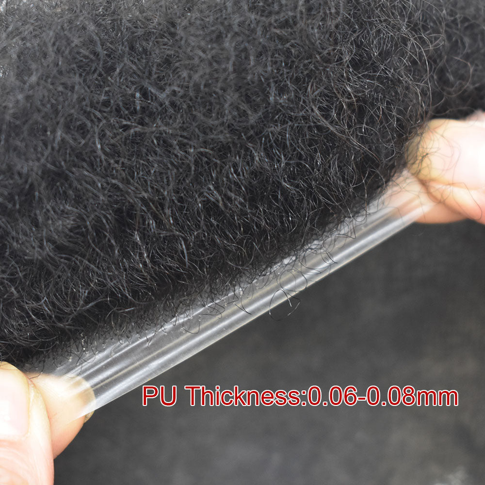 Toupeeunion Afro Hair Unit For Men Real Human Hair Ultra Thin Skin Toupee For Black Men Natural Hairline Mens Hair Piece