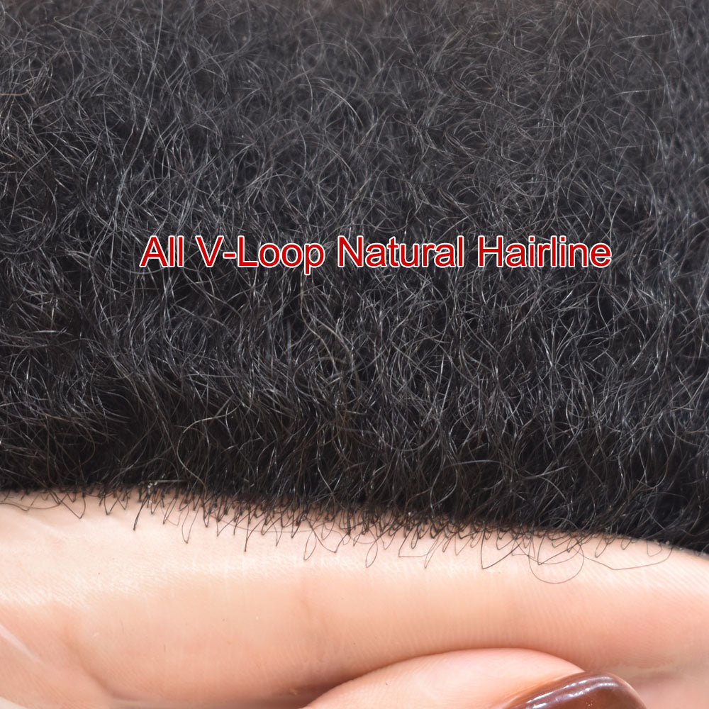 Toupeeunion Afro Hair Unit For Men Real Human Hair Ultra Thin Skin Toupee For Black Men Natural Hairline Mens Hair Piece