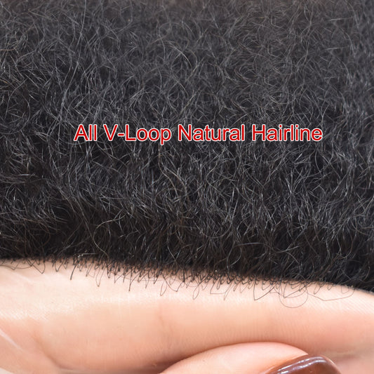 Toupeeunion Afro Hair Unit For Men Real Human Hair Ultra Thin Skin Toupee For Black Men Natural Hairline Mens Hair Piece