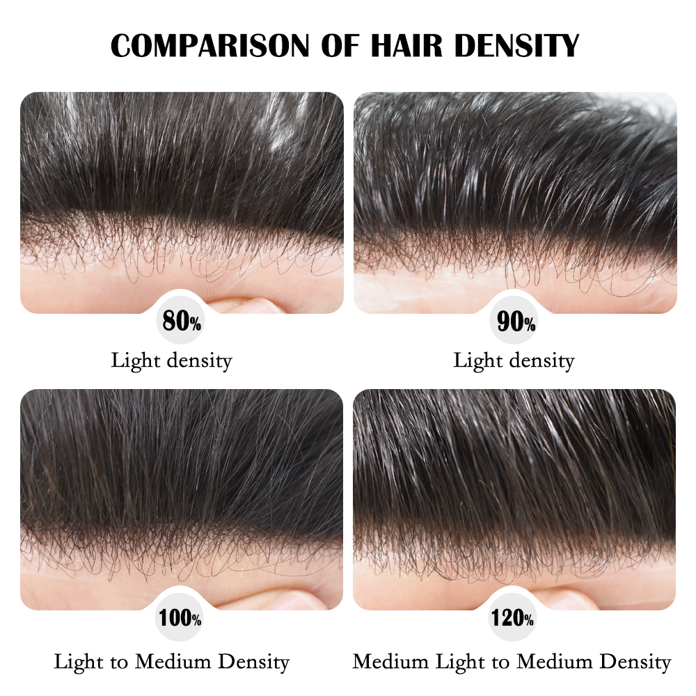 Toupeeunion 0.06mm Ultra Thin Skin Toupee For Men Remy Human Hair Replacement System V-Looped Hair Piece For Men Natural Hairline Mens Hairpiece