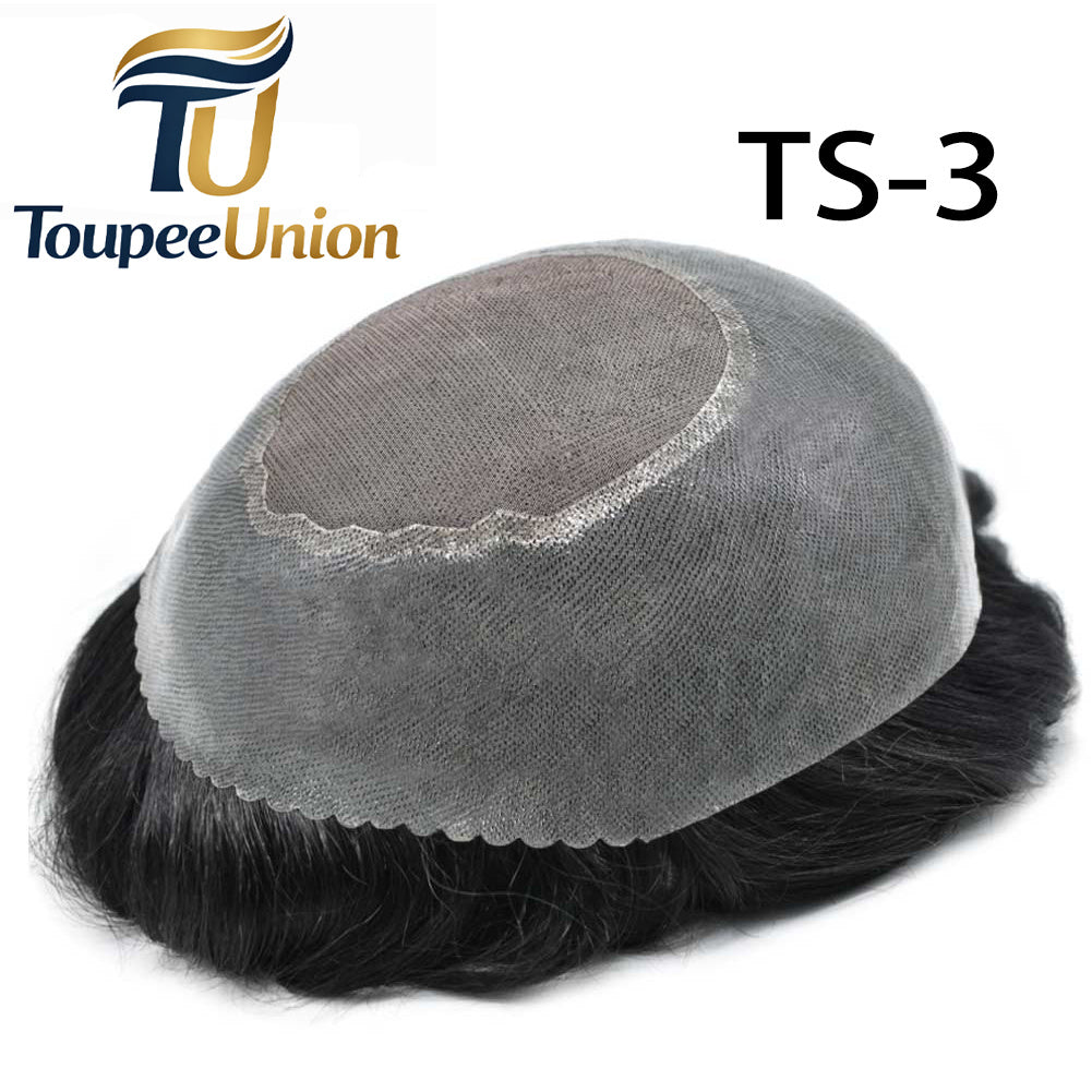Toupeeunion Poly Toupee Remy Human Hair Durable Fine Monofilament Men's Hairpiece Hair System Natural Hairline Breathable Men Toupee