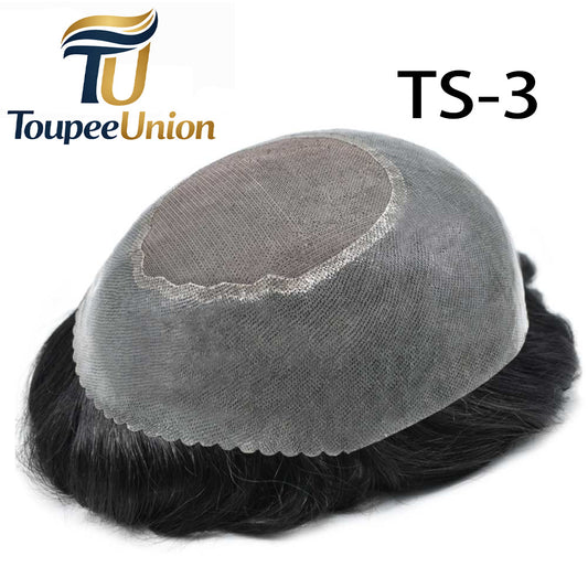 Toupeeunion Poly Toupee Remy Human Hair Durable Fine Monofilament Men's Hairpiece Hair System Natural Hairline Breathable Men Toupee