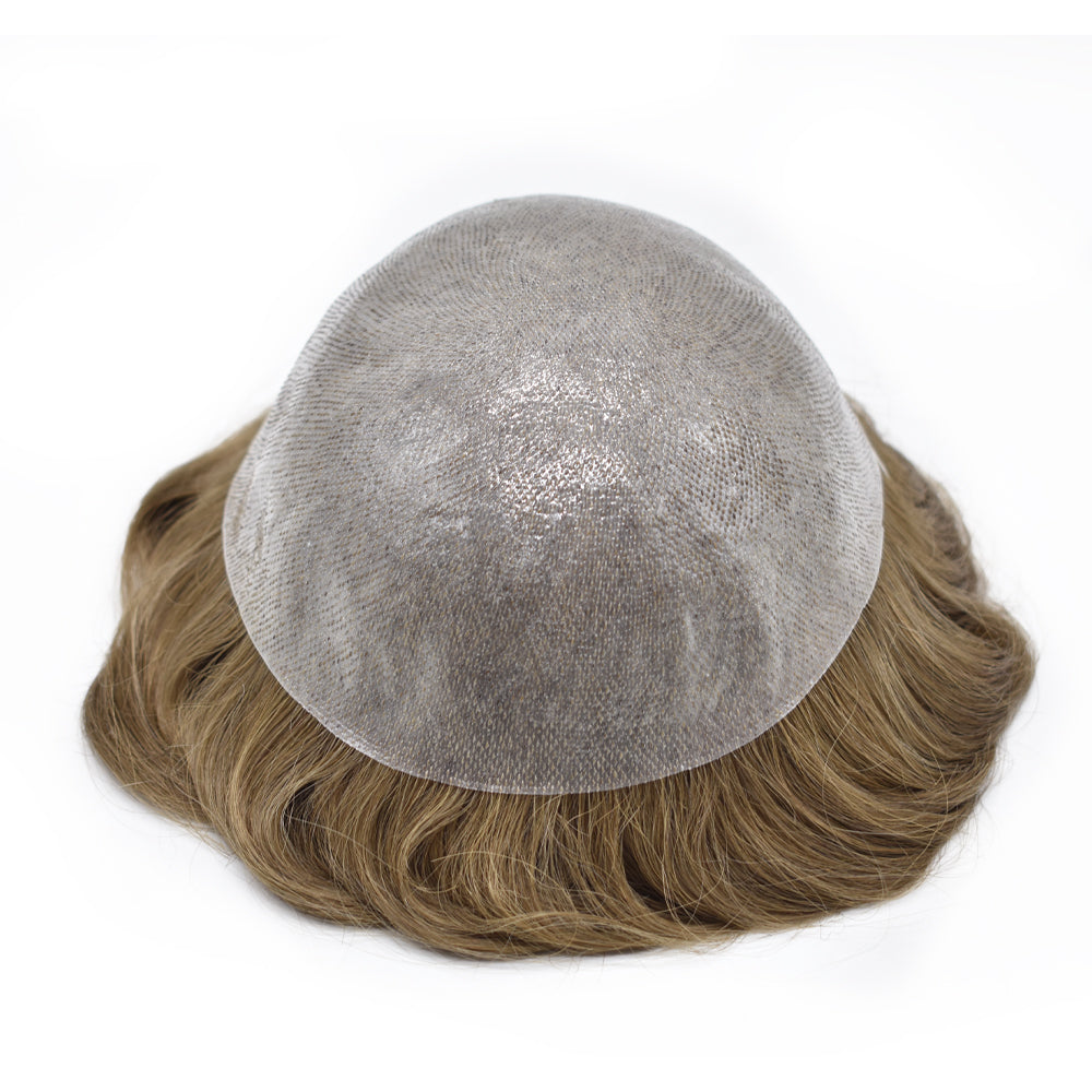 Toupeeunion 0.08mm Ultra Thin Skin Toupee Remy Human Hair Replacement System V-Looped Front Hair Piece For Men Natural Hairline Mens Hairpiece