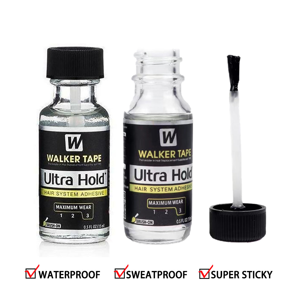 Toupeeunion Walker Tape Co. Ultra Hold Hair System Adhesive 1.4 fl oz Brush-On Long-Lasting Waterproof Wig Glue Clear-Drying Lace Wig Adhesive for Sensitive Skin