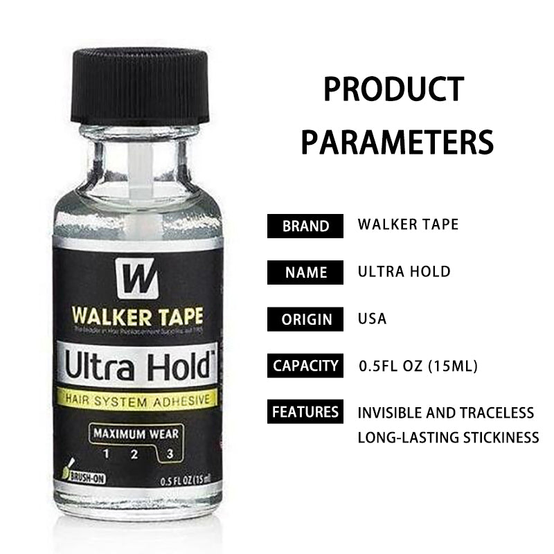 Toupeeunion Walker Tape Co. Ultra Hold Hair System Adhesive 1.4 fl oz Brush-On Long-Lasting Waterproof Wig Glue Clear-Drying Lace Wig Adhesive for Sensitive Skin